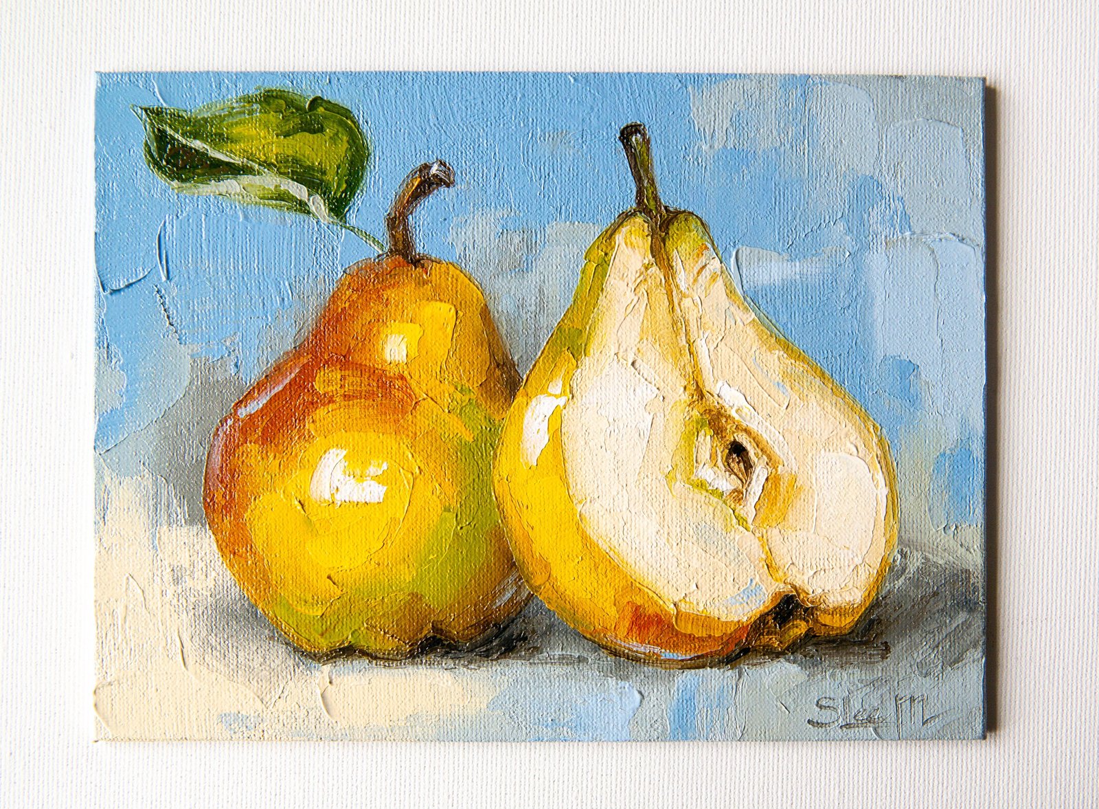 Pears Original art 6x8 by S. Lee Mark Stil life oil painting Fruit art Fruit still life Fruit painting Pears art Home Décor Wall Hangings