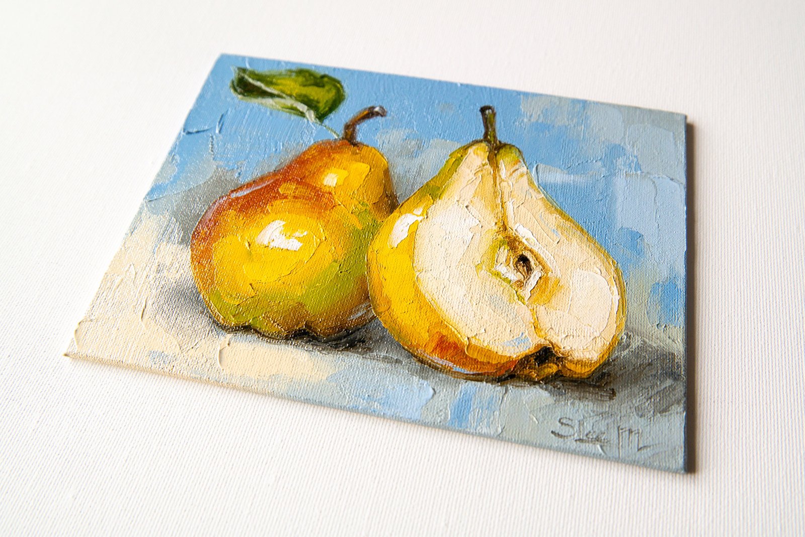 Pears Original art 6x8 by S. Lee Mark Stil life oil painting Fruit art Fruit still life Fruit painting Pears art Home Décor Wall Hangings