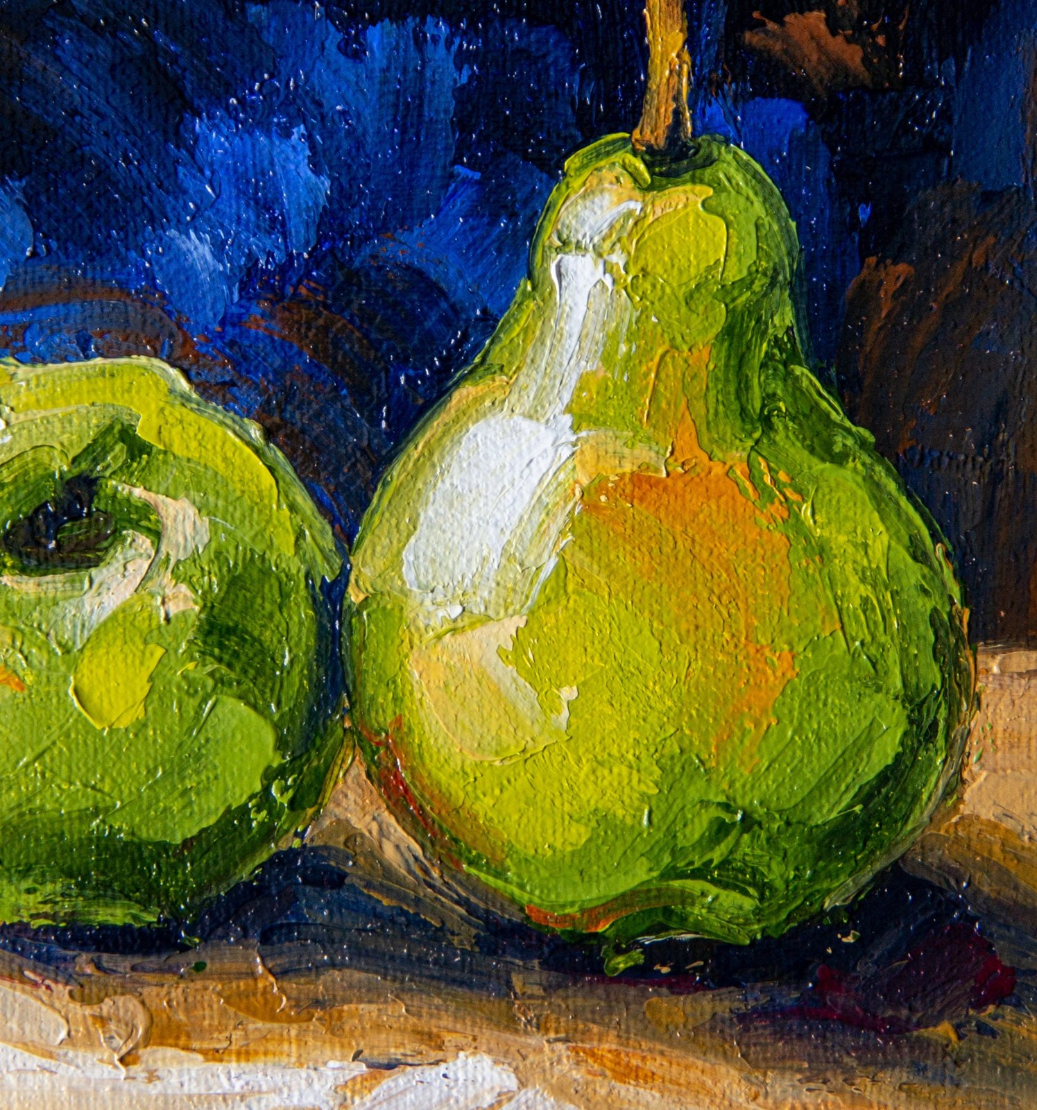 Green Pears Original art 6x6 by S. Lee Mark Stil life oil painting Fruit art still life Fruit painting Pears art Home Décor Wall Hangings