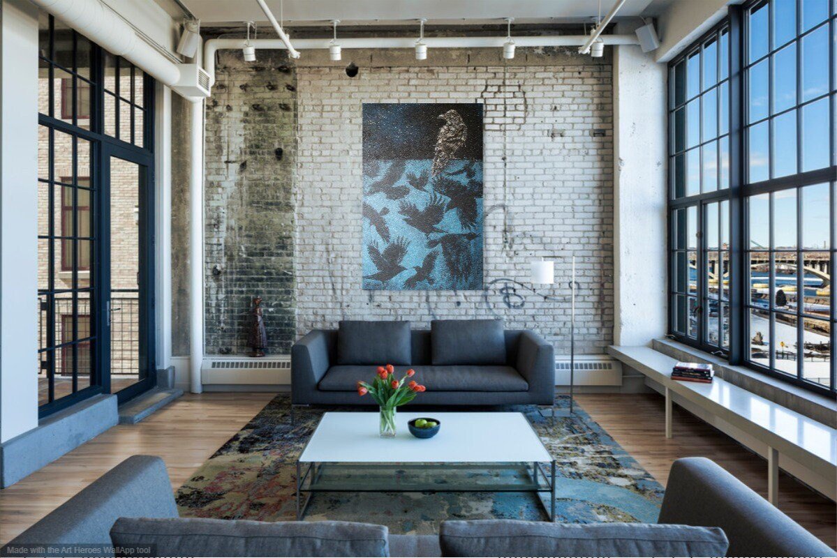 White crow 26" Original Modern art by S. Lee Mark