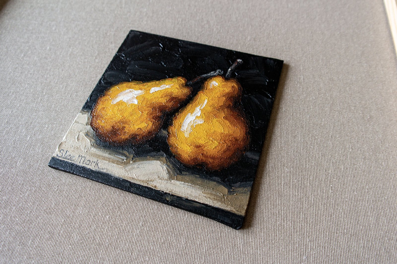 Two Pears Original art 6x6" by S.Lee Mark Stil life oil painting Fruit art Fruit still life Fruit painting Pears artHome Decor Wall Hangings