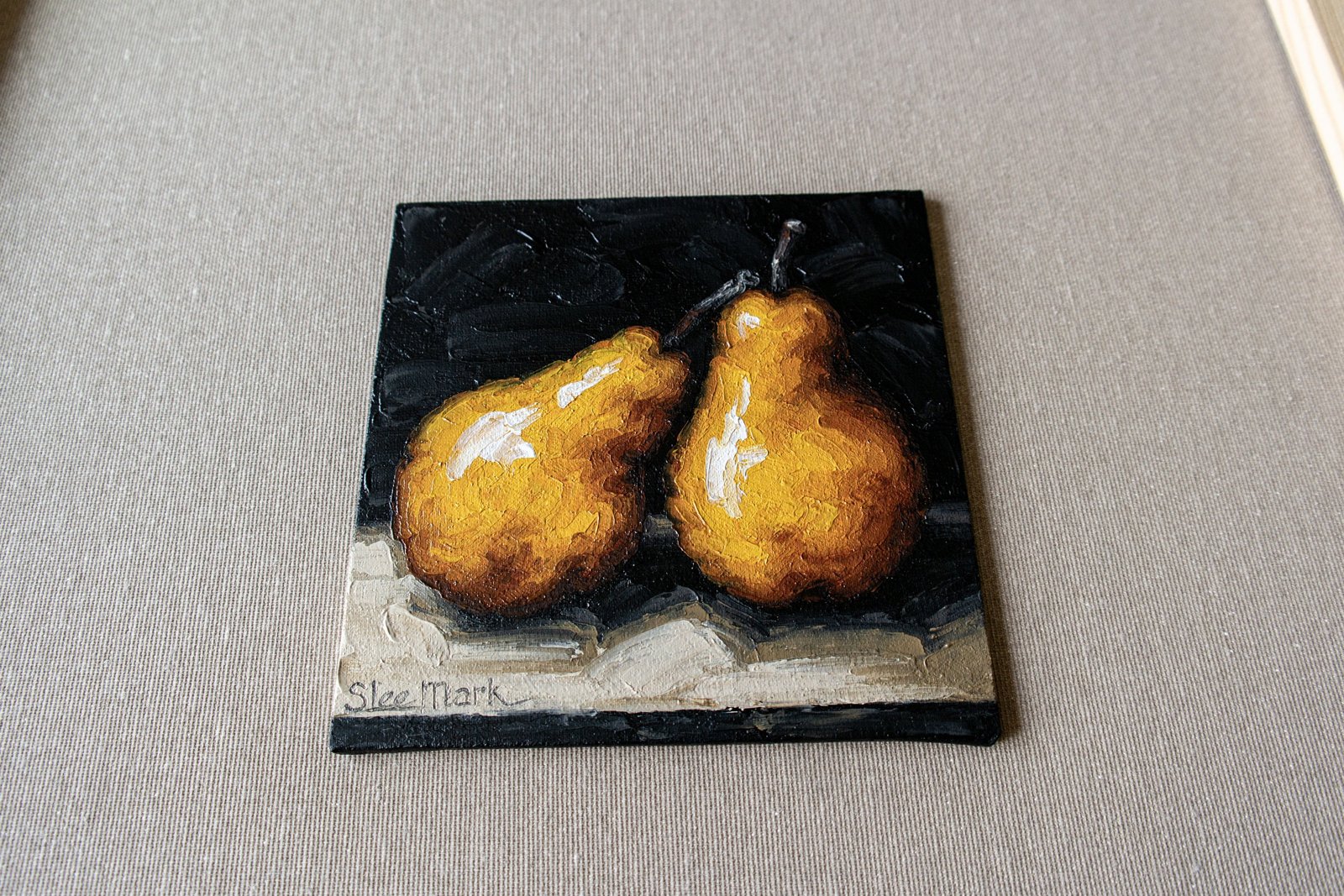 Two Pears Original art 6x6" by S.Lee Mark Stil life oil painting Fruit art Fruit still life Fruit painting Pears artHome Decor Wall Hangings