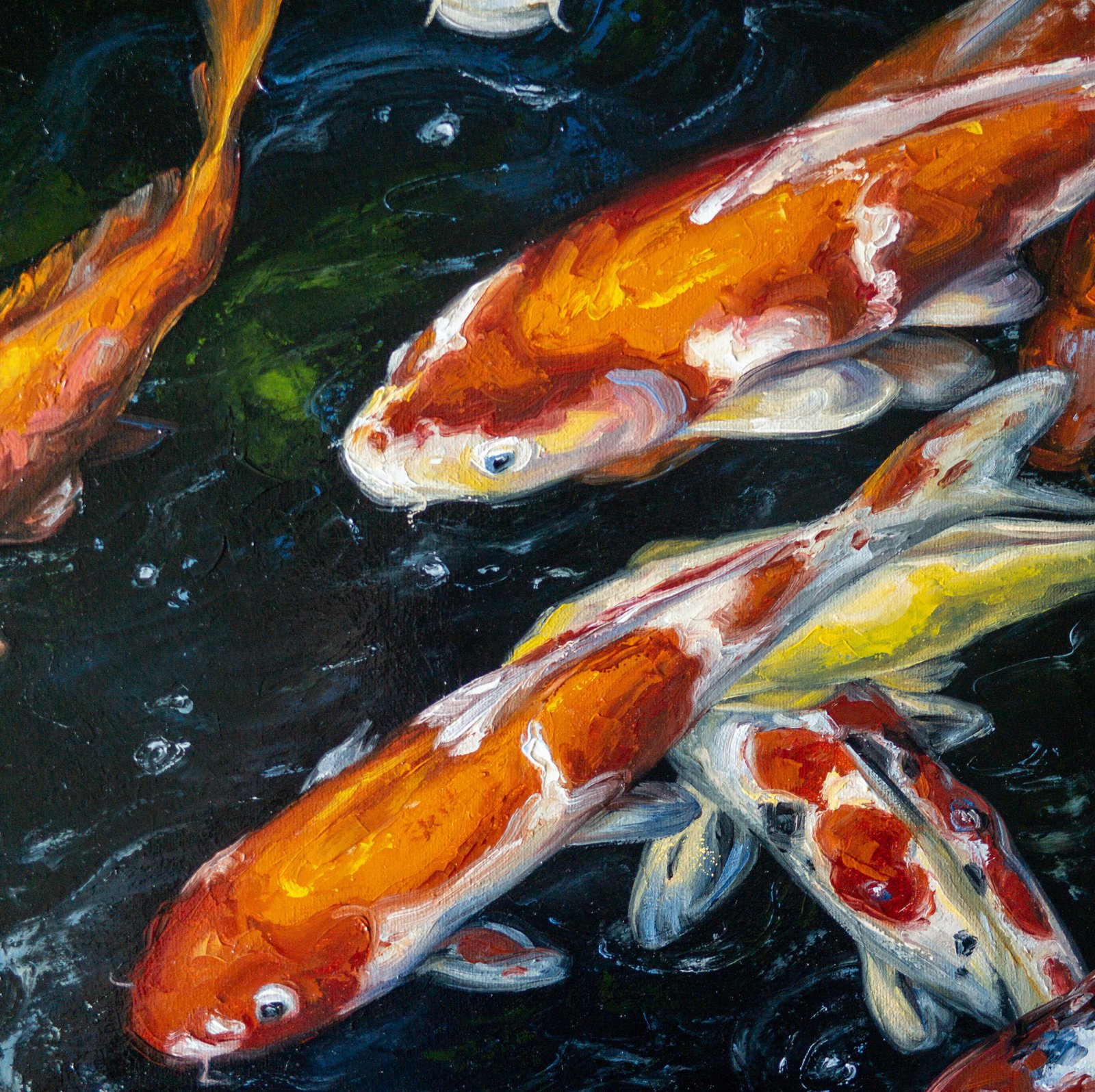 Koi Goldfish 24" S.Lee Mark Original oil painting Pet portrait Animal painting Animal art Fish Original art Home Living Home Decor Wall