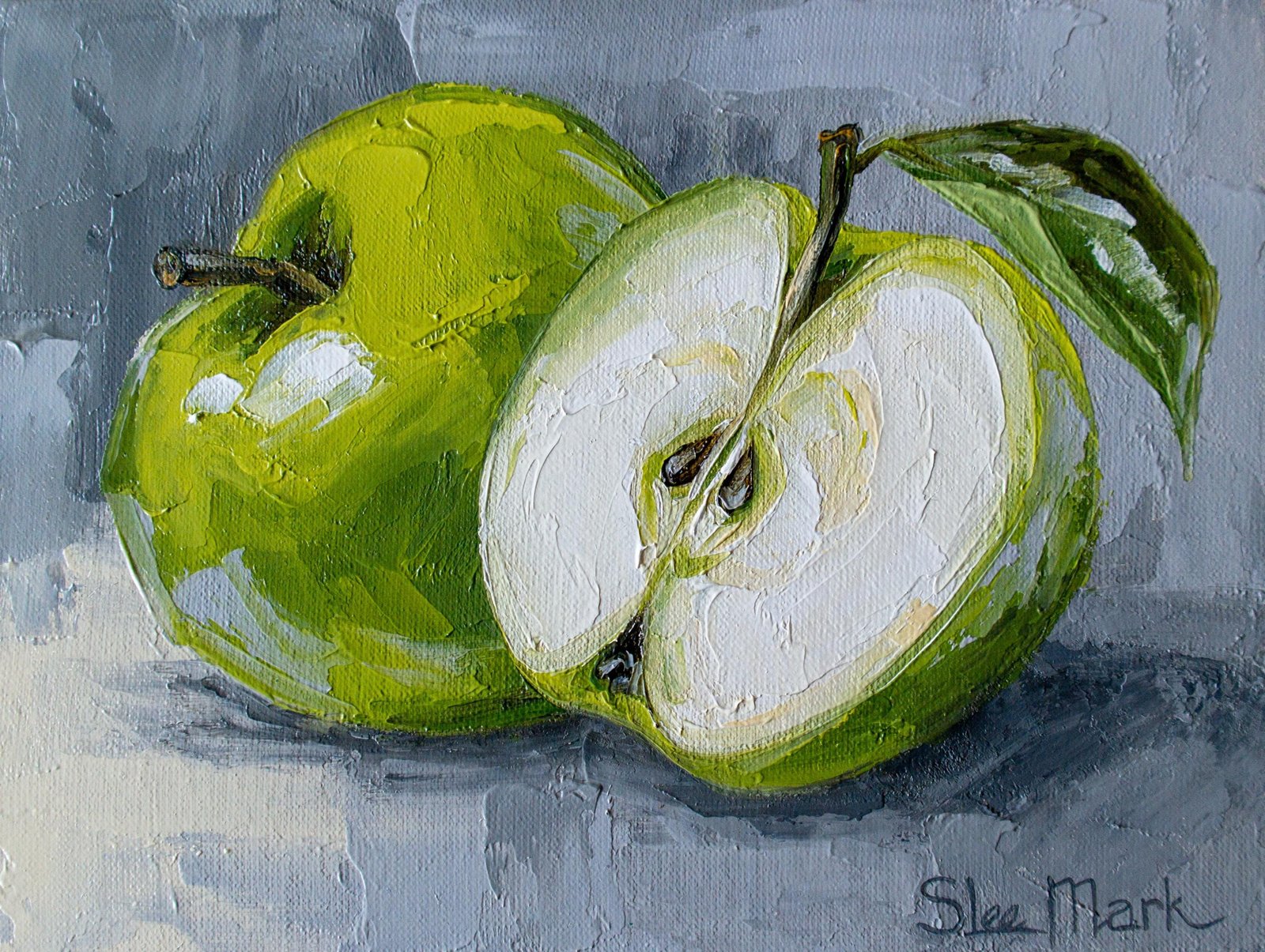 Apples Original art 6x8 by S. Lee Mark Stil life oil painting Fruit art Fruit still life Fruit painting Pears art Home Décor Wall Hangings