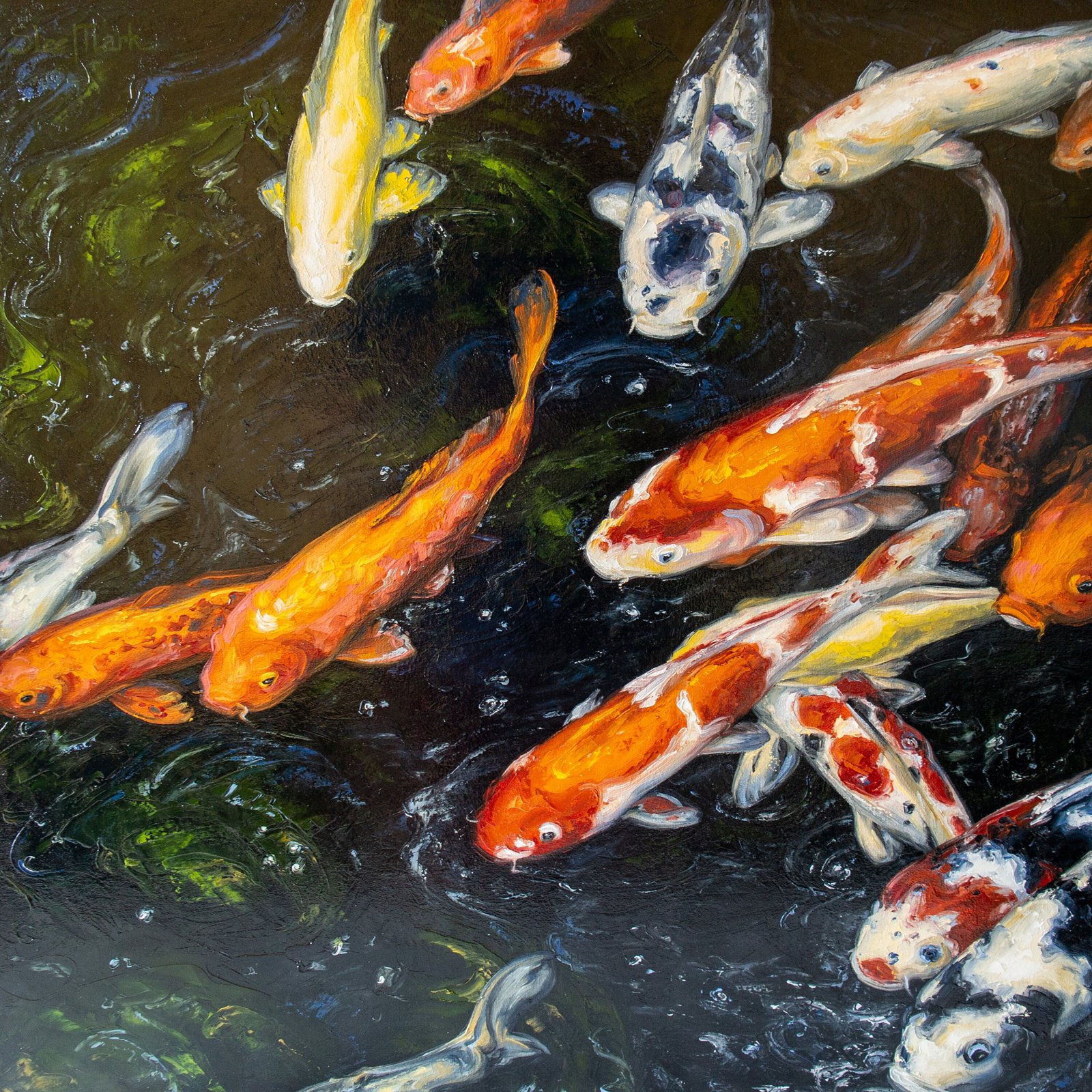 Koi Goldfish 24" S.Lee Mark Original oil painting Pet portrait Animal painting Animal art Fish Original art Home Living Home Decor Wall by Svitlana Lee Mark