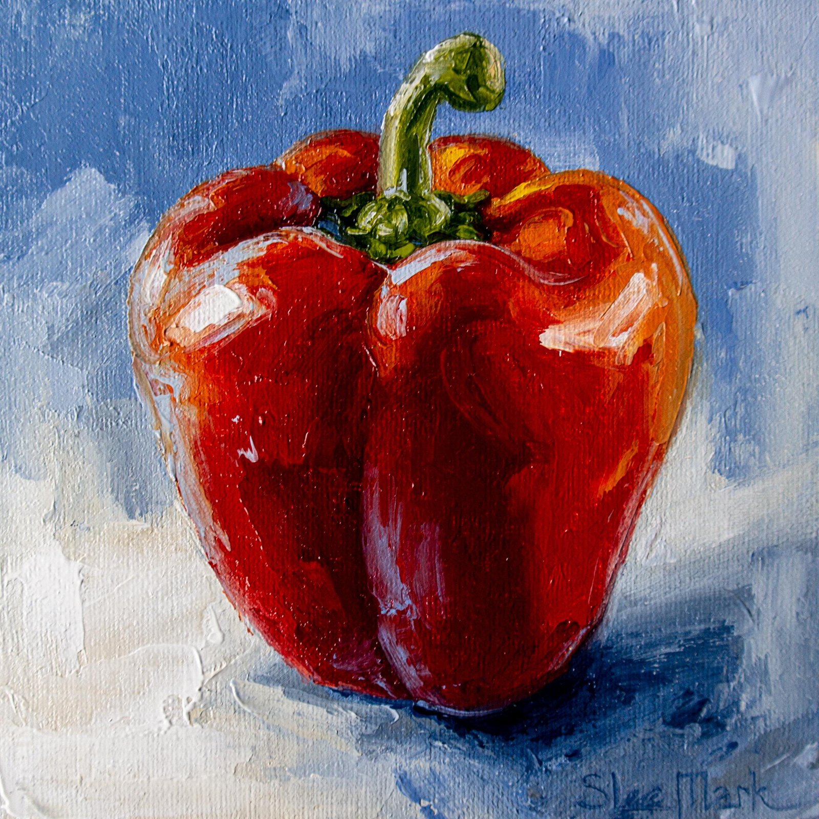 Pepper Original art 6x6 by S. Lee Mark Stil life oil painting Fruit art Fruit still life Fruit painting Peper art Home Décor Wall Hangings by Svitlana Lee Mark
