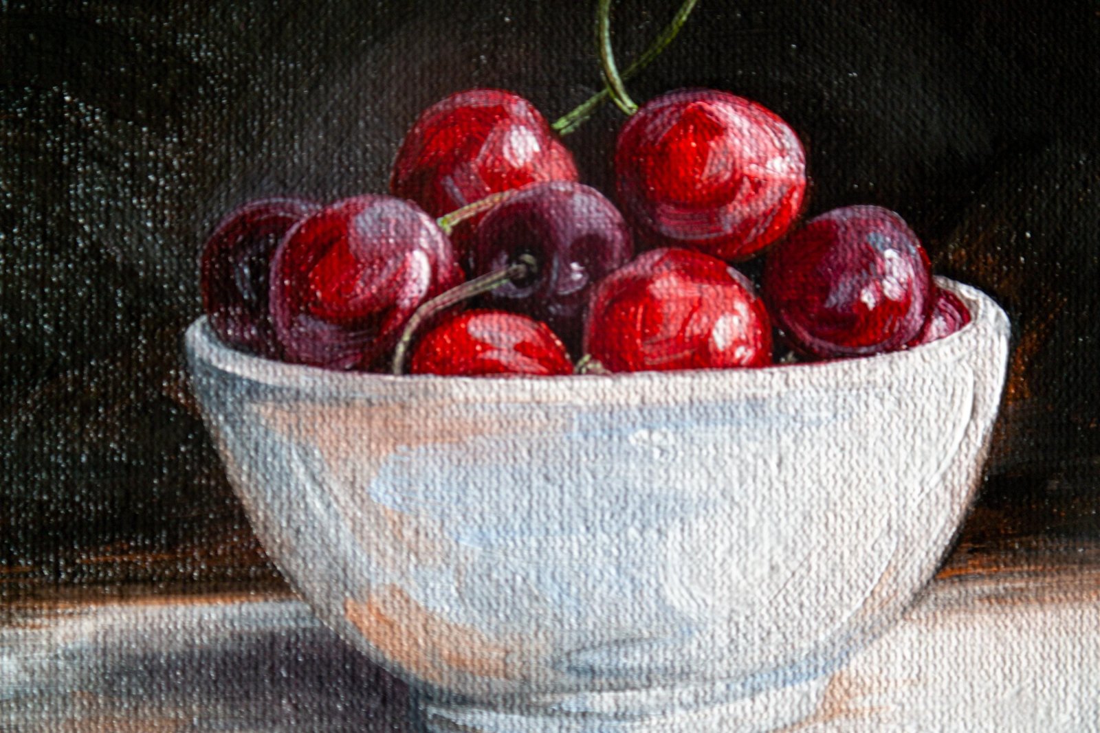 Plate cherries Original art 6x6 by S. Lee Mark Stil life oil painting Fruit art still life Cherry art Home Living Home Wall Décor Paintings